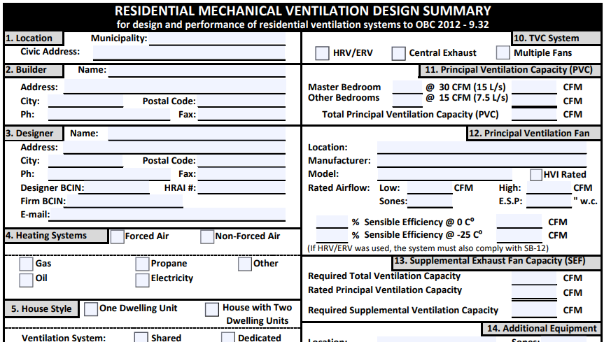 Residential Ventilation Form (W2)